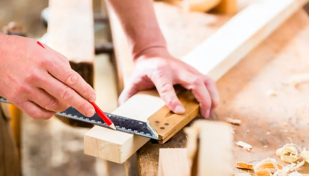 Carpenter with Workpiece in Carpentry
