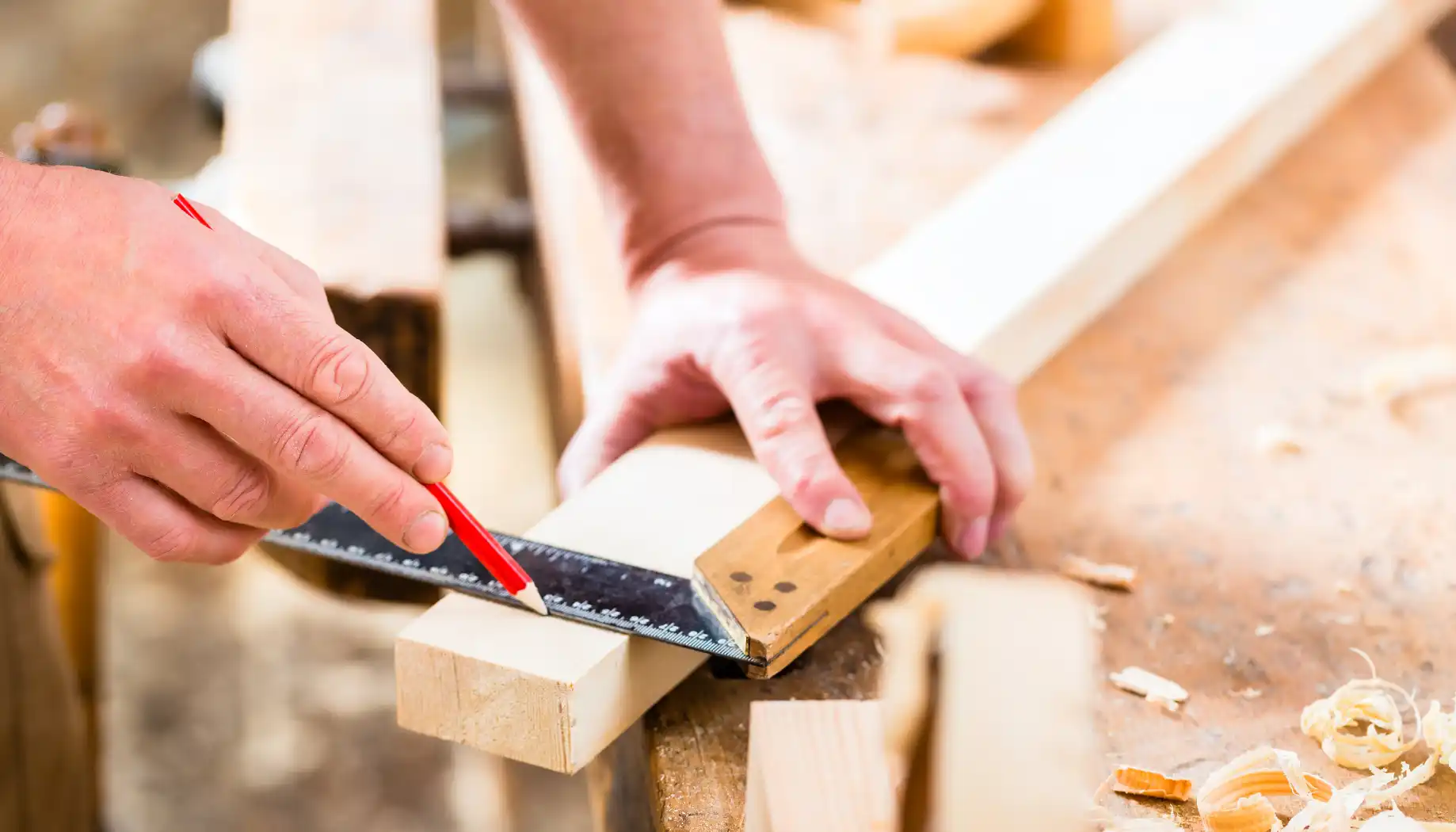 Carpenter with Workpiece in Carpentry
