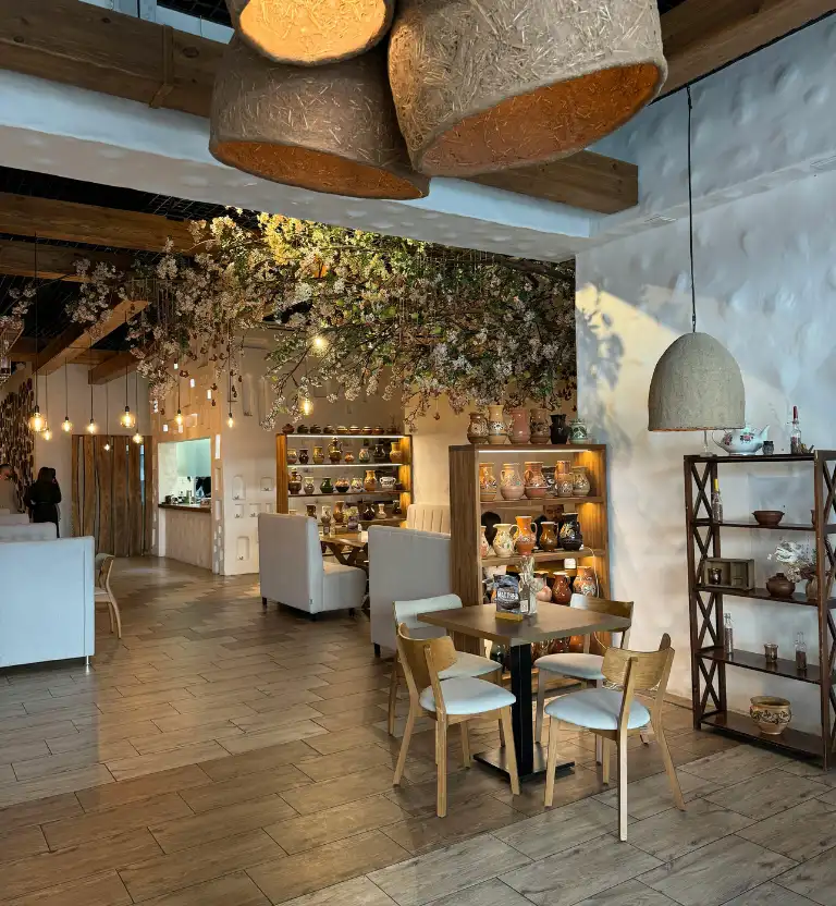 Cozy Cafe Interior with Rustic Decor